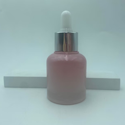 2025 재사용 가능한 분홍색 유리병 오일 드롭퍼 병 은색 목걸이 고급 도매 30ml