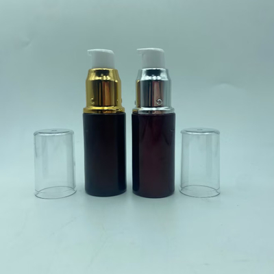 유리 로션 병 15ml 어두운 빨간색 혈청 병 반짝이는 금/은하 펌프 눈 로션 병 펌프 병 화장품 병 OEM