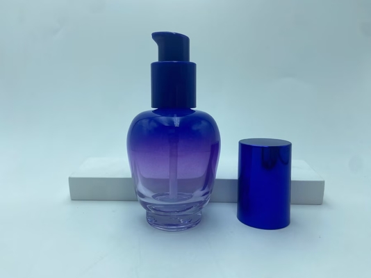 유리 로션 병 30ml 파란색 기울기 세럼 병 펌프 오일 병 펌프 병 화장품 병 OEM