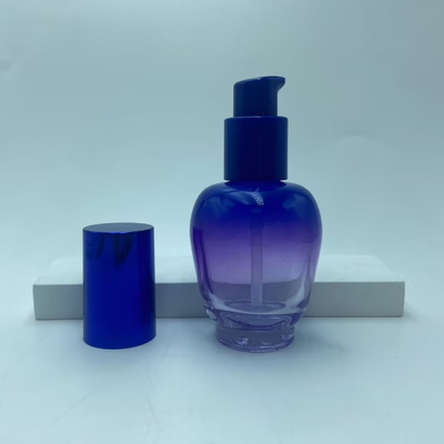 유리 로션 병 30ml 파란색 기울기 세럼 병 펌프 오일 병 펌프 병 화장품 병 OEM