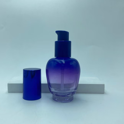 유리 로션 병 30ml 파란색 기울기 세럼 병 펌프 오일 병 펌프 병 화장품 병 OEM