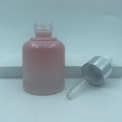 2025 재사용 가능한 분홍색 유리병 오일 드롭퍼 병 은색 목걸이 고급 도매 30ml