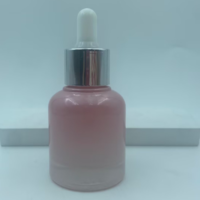 2025 재사용 가능한 분홍색 유리병 오일 드롭퍼 병 은색 목걸이 고급 도매 30ml