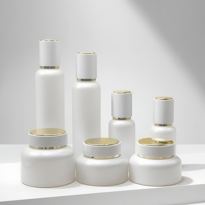 공장 가격 50ml 100ml 120ml 유리 로션 포장 빈 흰색 로션 펌프 유리 병 피부 관리 크림 몸 세트
