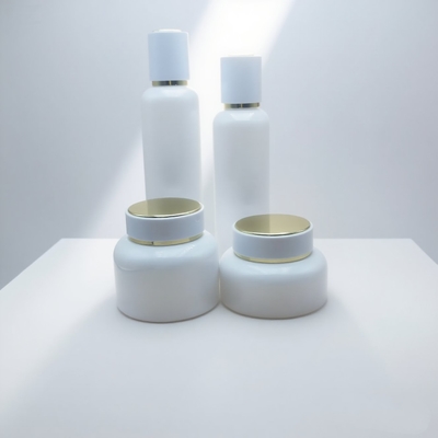 공장 가격 50ml 100ml 120ml 유리 로션 포장 빈 흰색 로션 펌프 유리 병 피부 관리 크림 몸 세트