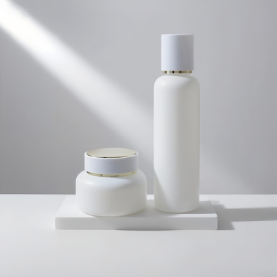 공장 가격 50ml 100ml 120ml 유리 로션 포장 빈 흰색 로션 펌프 유리 병 피부 관리 크림 몸 세트