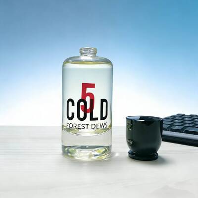 30ml Frosted Glass Perfume Empty Bottle with Black Cap Cylindrical Shape Forest for Personal & Commercial Use Cosmetic Packaging