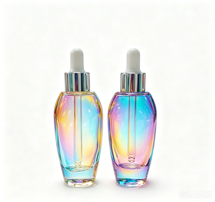 피부 관리 세럼 크림 페이스 크림용 알루미늄 스프레이 헤드 및 유화 펌프가 있는 그라데이션 30ml 유리 로션 병