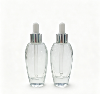 피부 관리 세럼 크림 페이스 크림용 알루미늄 스프레이 헤드 및 유화 펌프가 있는 그라데이션 30ml 유리 로션 병
